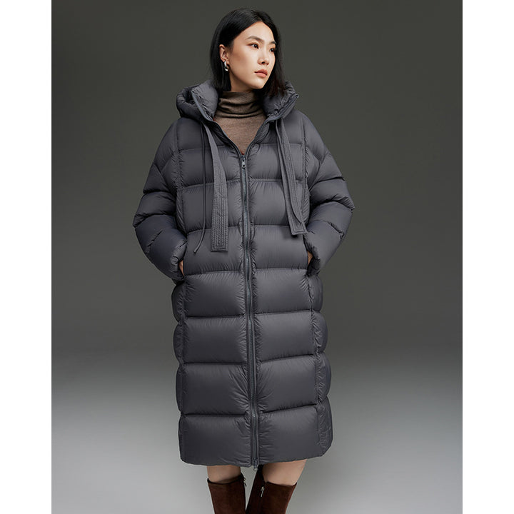 Women's Oversized Padded Down Coat with Hood and Extended Silhouette Mune Fashion