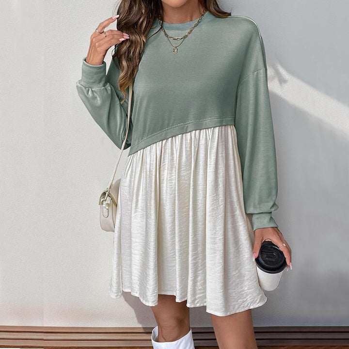 Women Casual Sweat Dress with Balloon Sleeves Mune Fashion