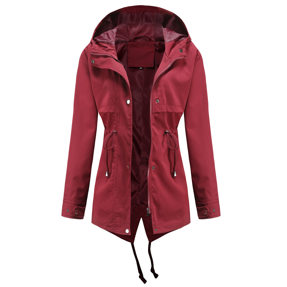 Women's water-repellent parka with waist drawstring and asymmetric hem Mune Fashion