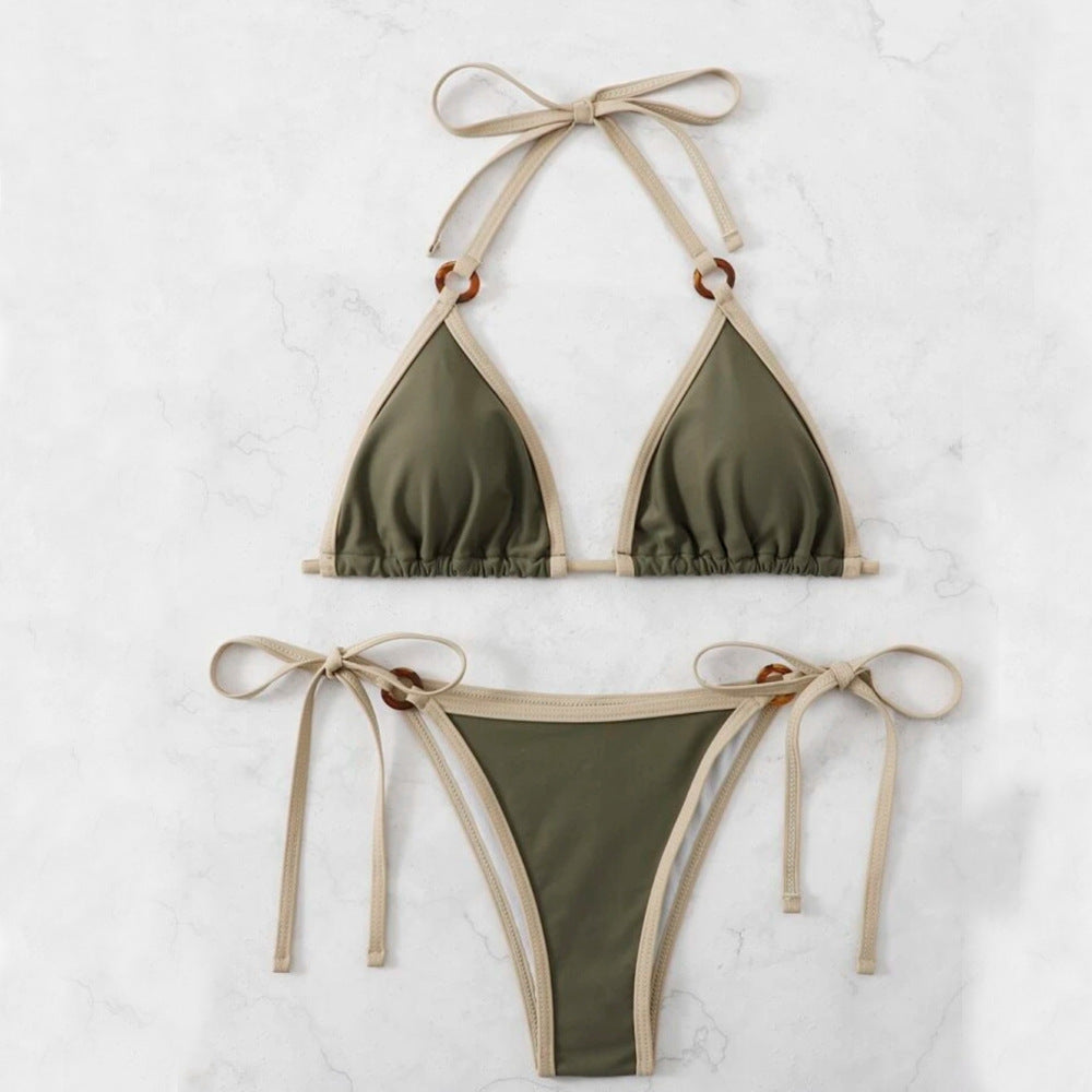 Ladies triangle bikini with adjustable straps and ring details Mune Fashion