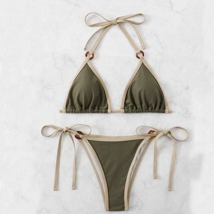 Ladies triangle bikini with adjustable straps and ring details Mune Fashion