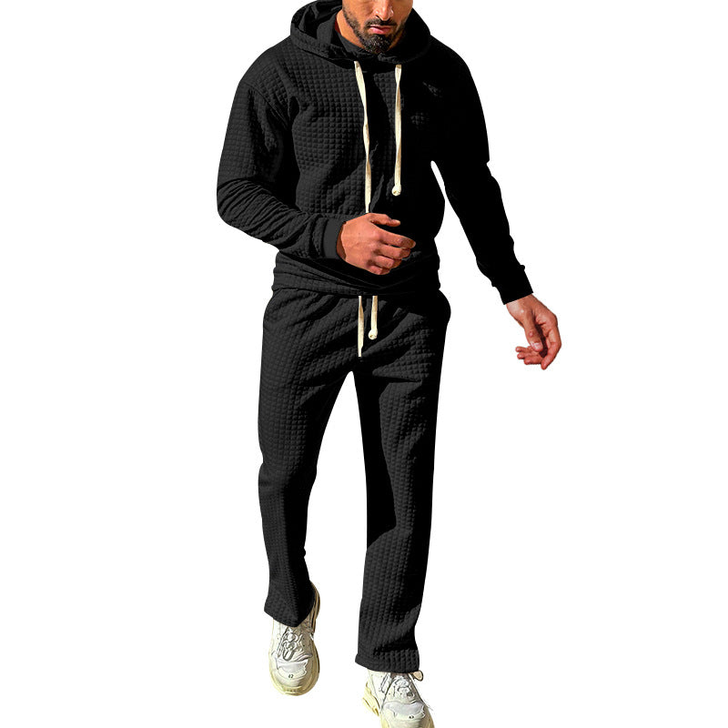 Men's waffle jersey comfort set with hood, drawstring waist, and straight leg Mune Fashion