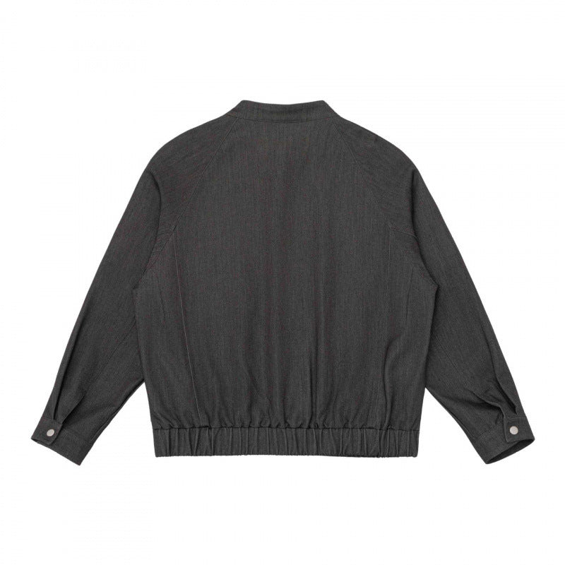 Unisex short jacket in overshirt style with standing collar, zipper, and elastic hem Mune Fashion