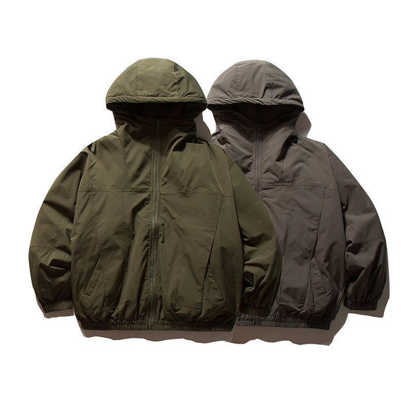 Men's lightweight wind and water-repellent hoodie jacket in boxy oversized cut with elastic cuffs Mune Fashion