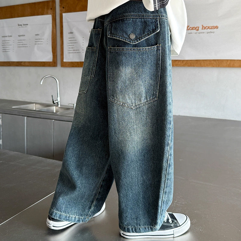 Unisex wide denim pants with unique design Mune Fashion
