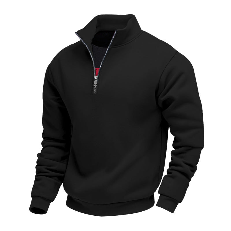 Men's brushed sweat half-zip with contrasting inner collar and elastic hem Mune Fashion
