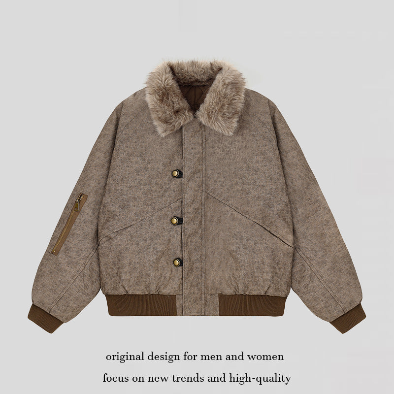 Women's padded bomber jacket with faux fur collar, oversized silhouette and sleeve zipper pocket Mune Fashion