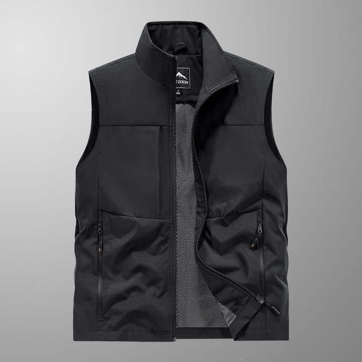 Men's utility vest with multi pockets, stand-up collar & breathable mesh lining Mune Fashion