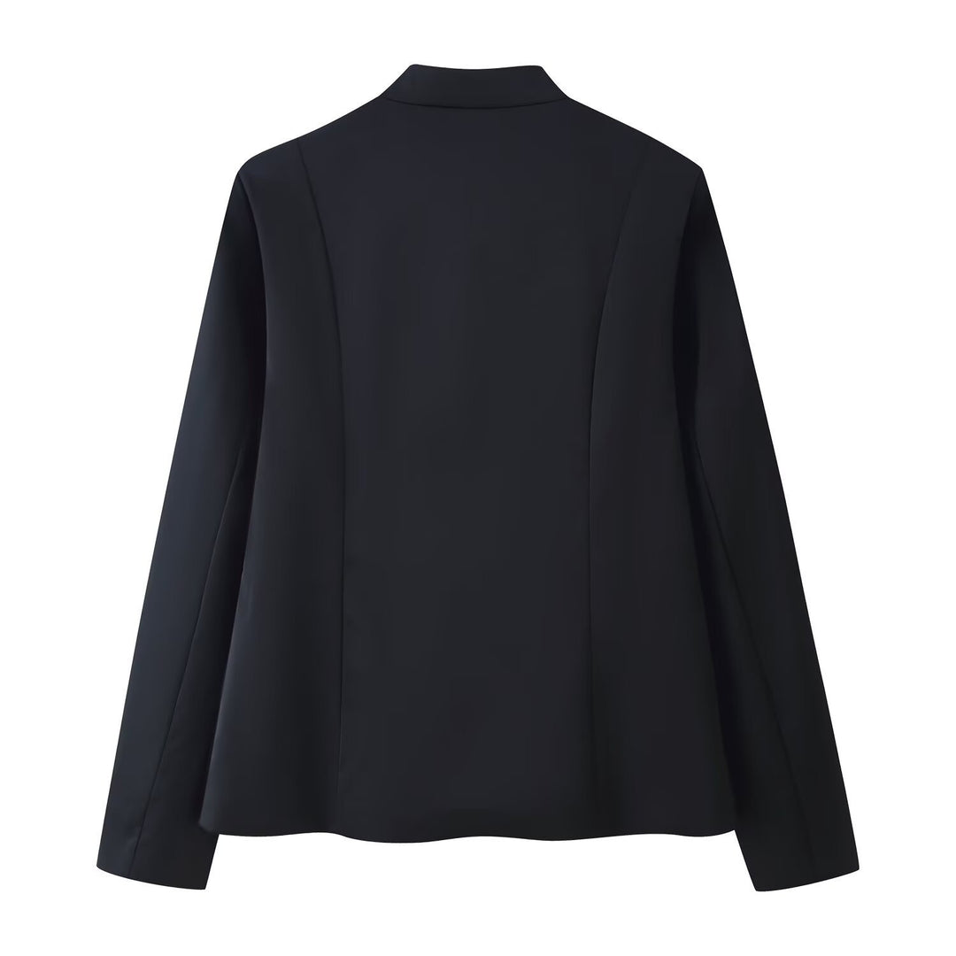 Women's Tailored Mandarin Collar Jacket with Decorative Cord Buttons Mune Fashion