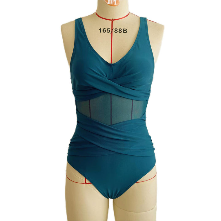 Women’s One-Piece Swimsuit with Sophisticated Wrap Design and Elastic Inserts Mune Fashion