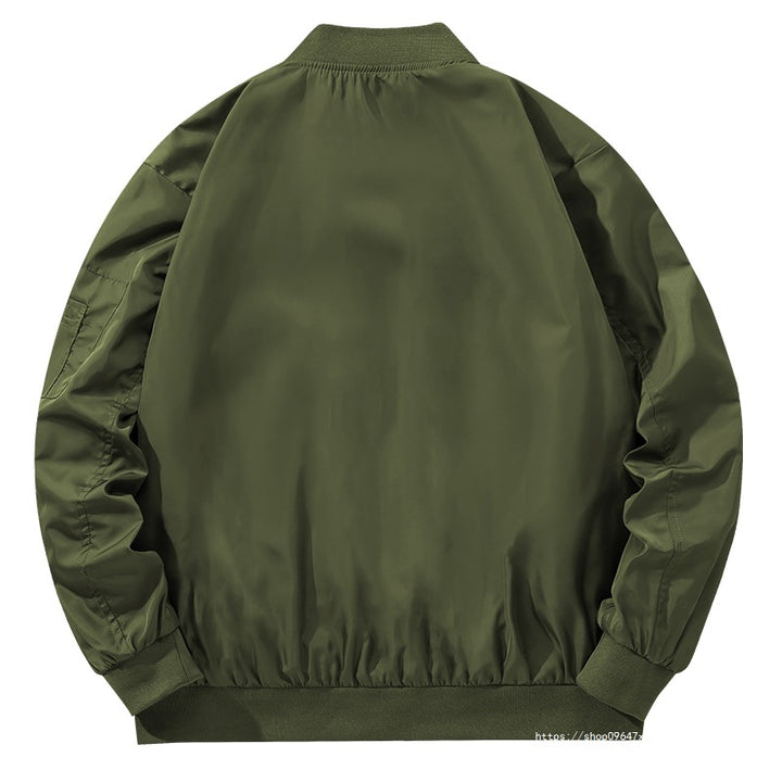 Men's bomber jacket in flight style with contrasting inner lining, sleeve zip pocket & ribbed cuffs Mune Fashion