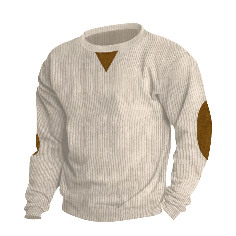 Men's structured fine-knit sweatshirt with elbow patches and round neckline Mune Fashion