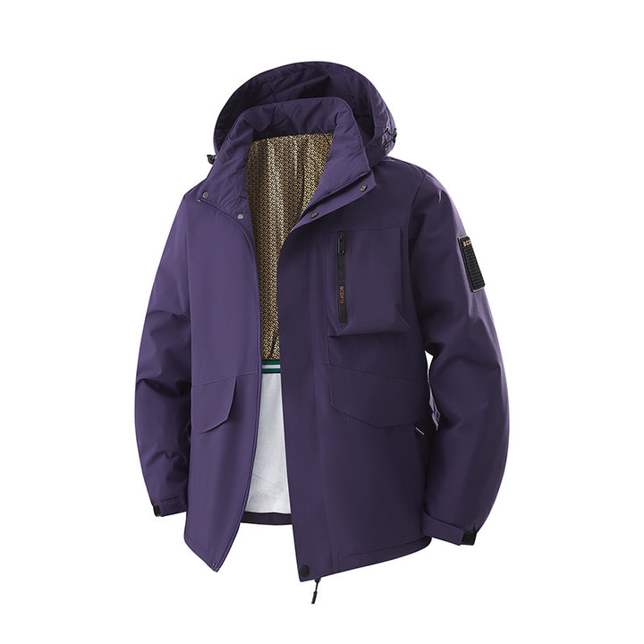 Men's Waterproof Outdoor Multifunction Jacket with Hood & Fleece Lining Mune Fashion