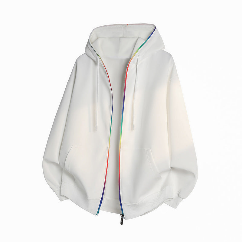 Unisex Oversize Hoodie Jacket with Rainbow Zipper & Kangaroo Pockets Mune Fashion