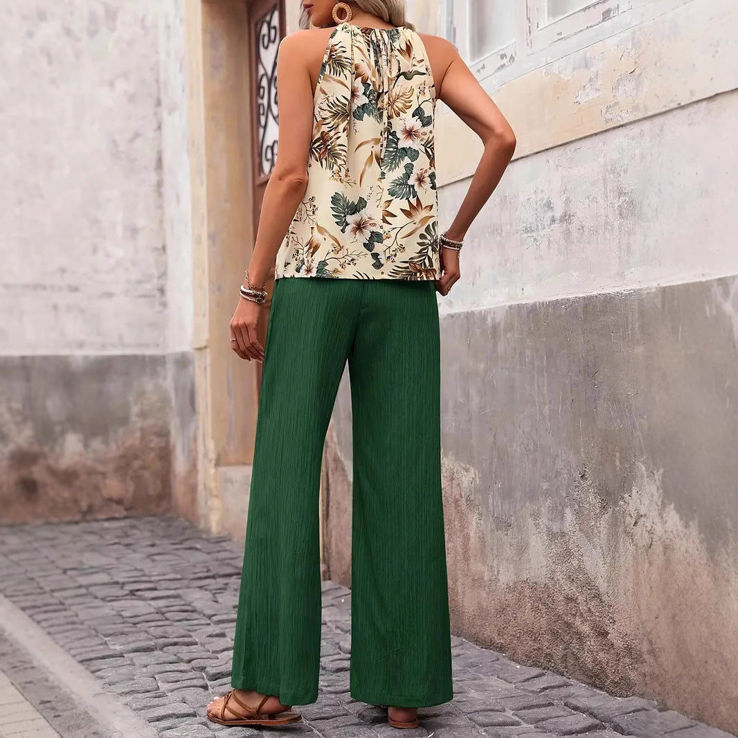 Women wide linen pants with drawstring and pleat look Mune Fashion