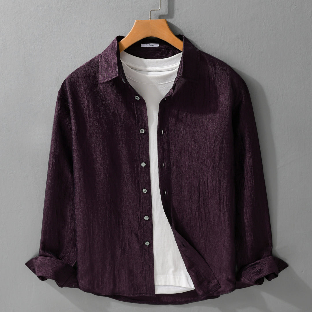 Men's Textured Linen-Cotton Shirt in Relaxed Fit Mune Fashion