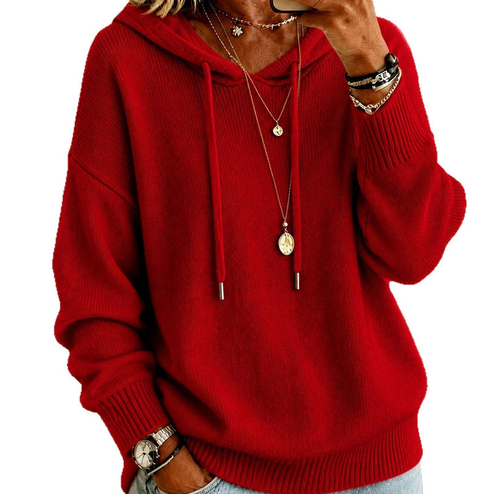 Women's Oversized Hoodie made of fine knit with drawstring and ribbed cuffs Mune Fashion