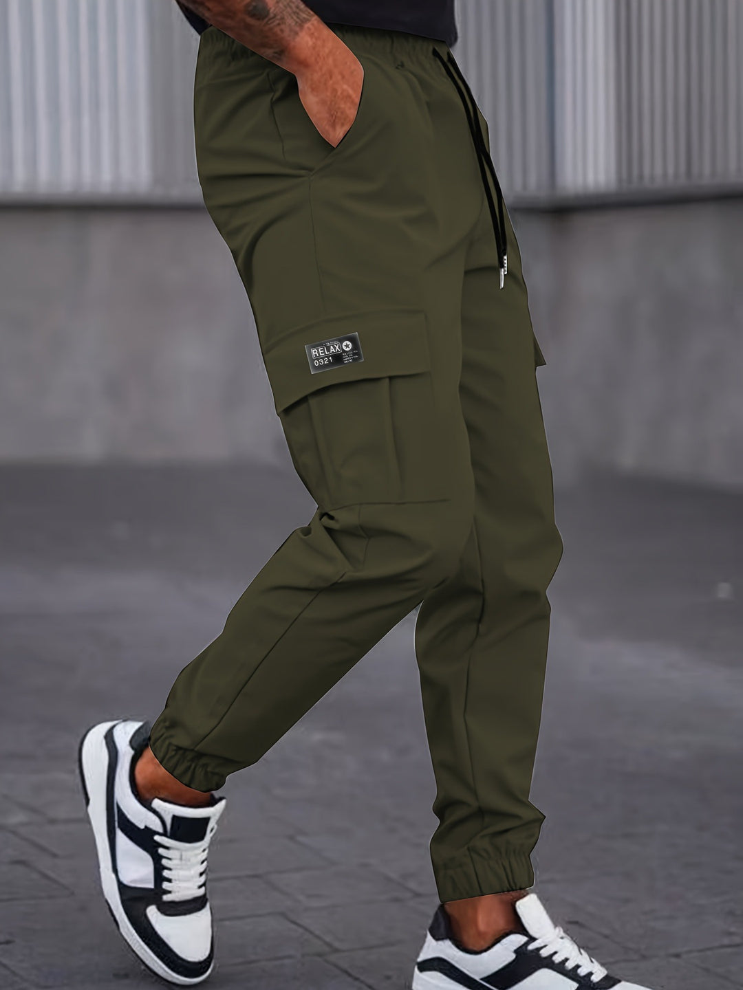 Men's Cargo Jogging Pants with Drawstring, Tapered Cut & Flap Pockets Mune Fashion