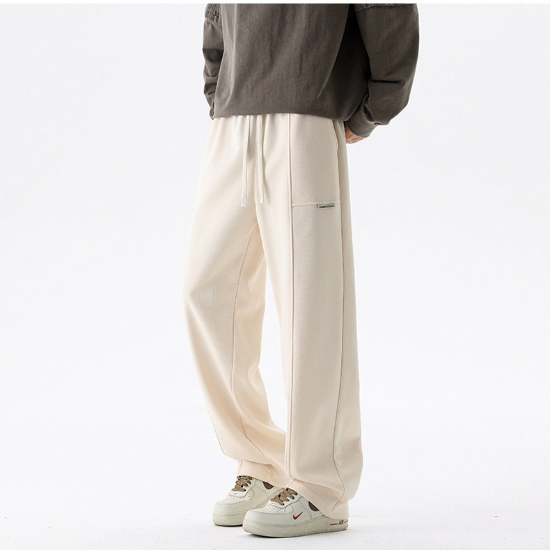 Men's Loose Relaxed Jogging Pants with Drawstring, Multifunctional Pocket & Straight Leg Mune Fashion