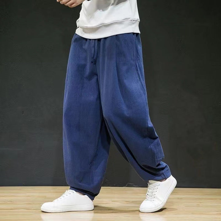 Men's oversized Relax-Fit cotton jogpants with a deep rise, drawstring, and side pockets Mune Fashion