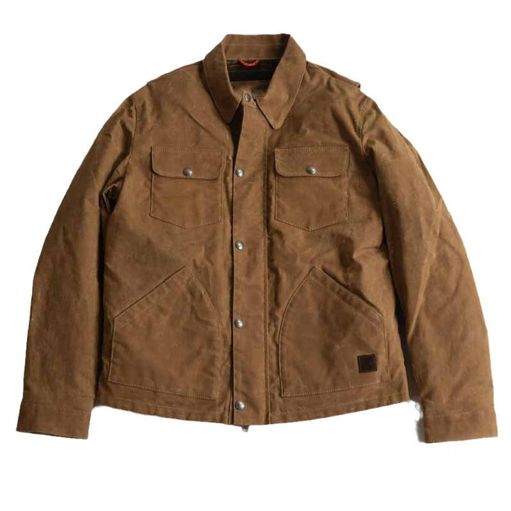 Men's Waxed Canvas Work Jacket with Flap Pockets and Snap Button Closure Mune Fashion