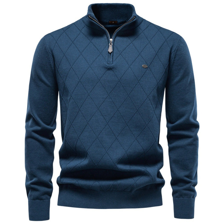 Men's knitted sweater with turtleneck and diamond pattern Mune Fashion