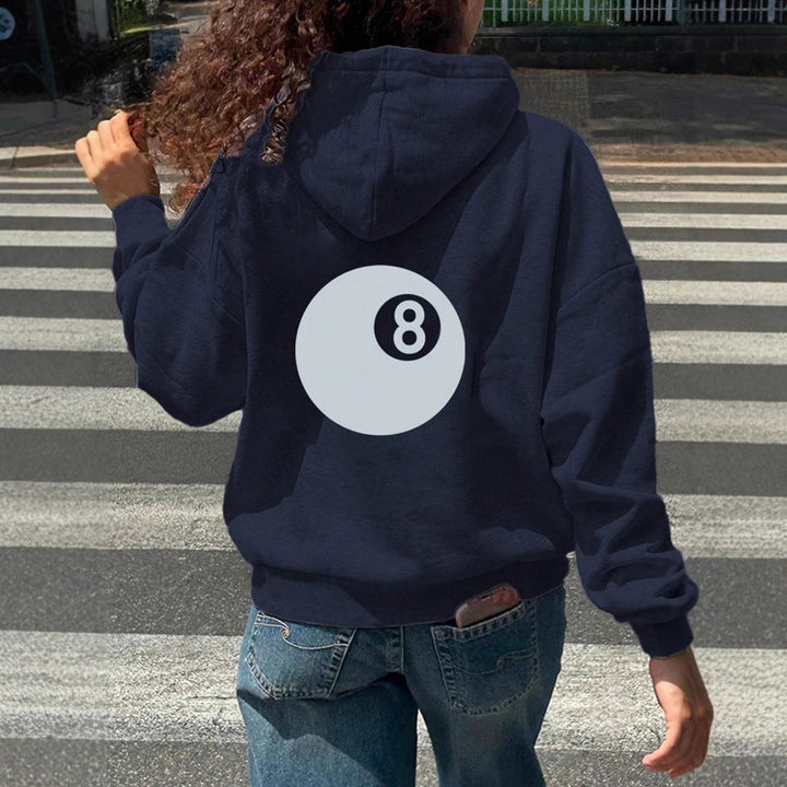 Women’s Oversized Hoodie with Eight-Ball Appliqué Mune Fashion