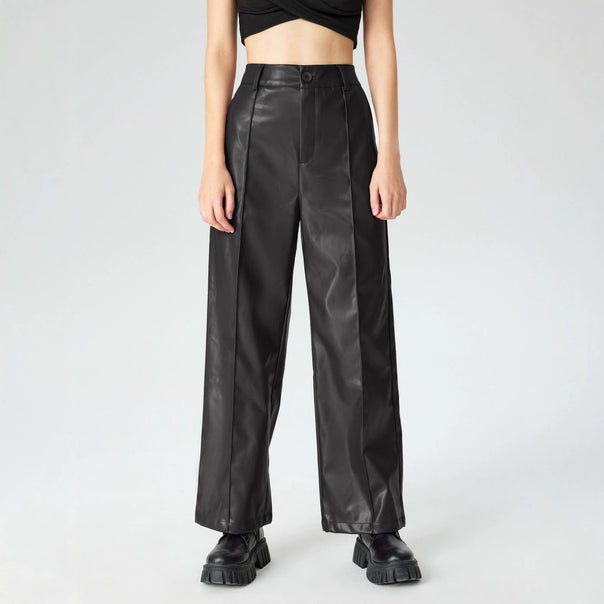 Women's Elegant Faux Leather Pants Mune Fashion
