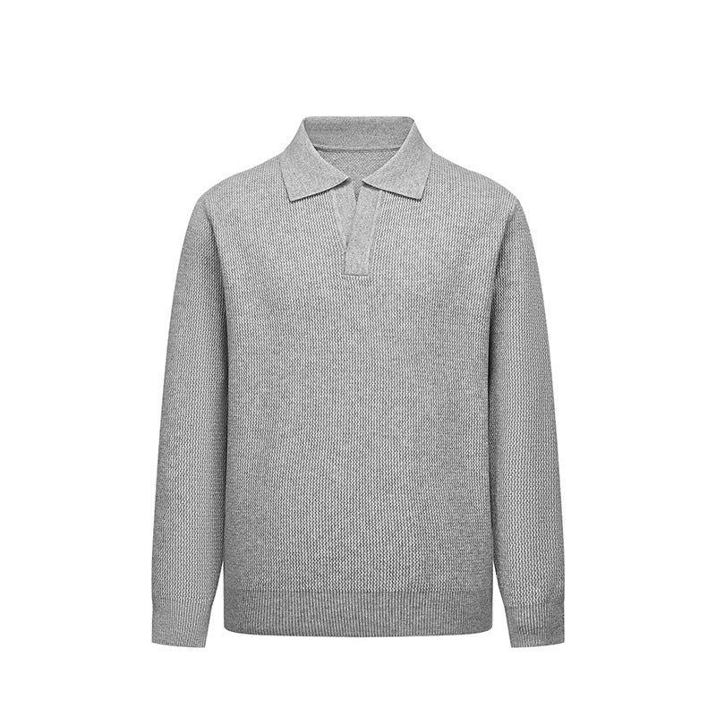 Men's Fashion Long Sleeve Knit Polo Mune Fashion