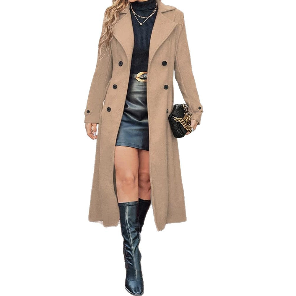 Women tailored long double-breasted wool coat Mune Fashion
