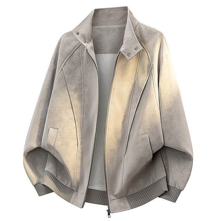 Women's Oversize Velvet-Effect Bomber Jacket with Stand Collar, Snap Button Placket & Ribbed Hem Mune Fashion