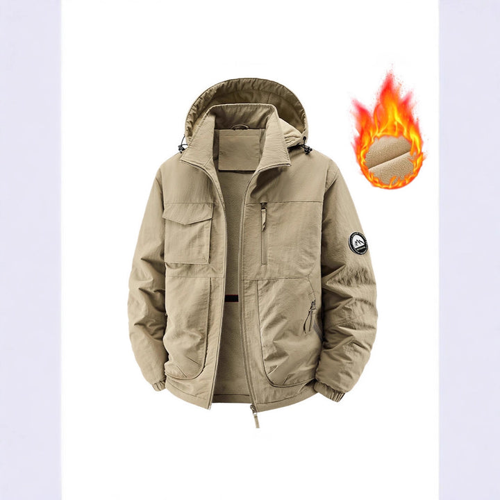 Men's Insulated Outdoor Jacket with Fleece Lining and Multifunctional Utility Pockets Mune Fashion