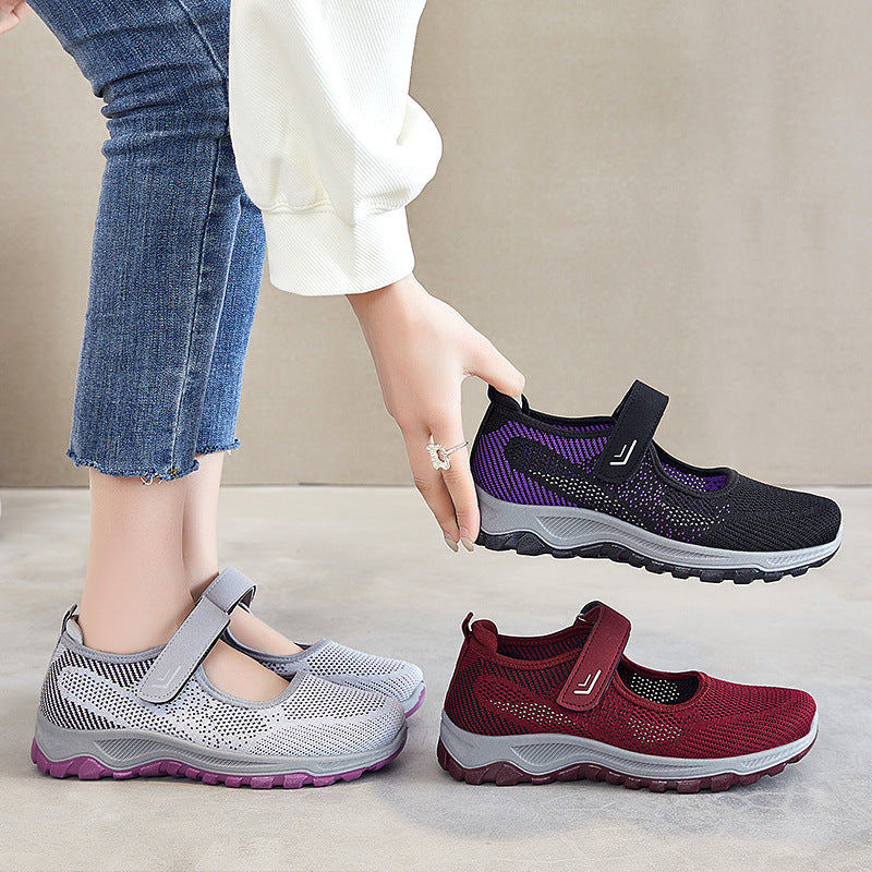 Women's knitted Mary Jane sneakers with Velcro fastener, breathable upper material and cushioning profile sole Mune Fashion