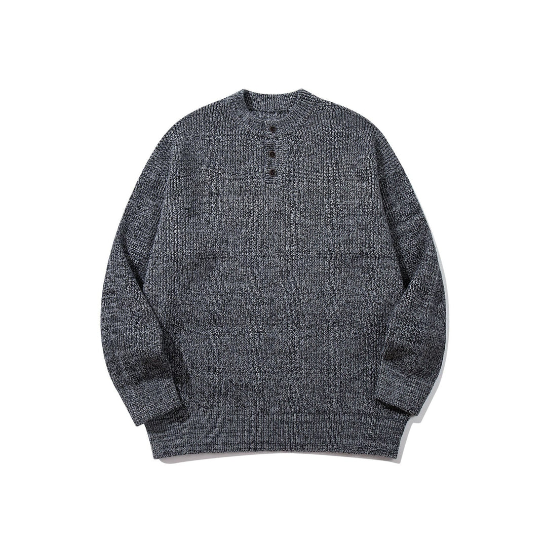 Men's chunky knit henley pullover with half button placket and ribbed cuffs Mune Fashion
