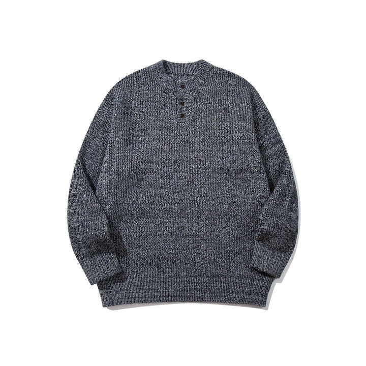 Men's chunky knit henley pullover with half button placket and ribbed cuffs Mune Fashion
