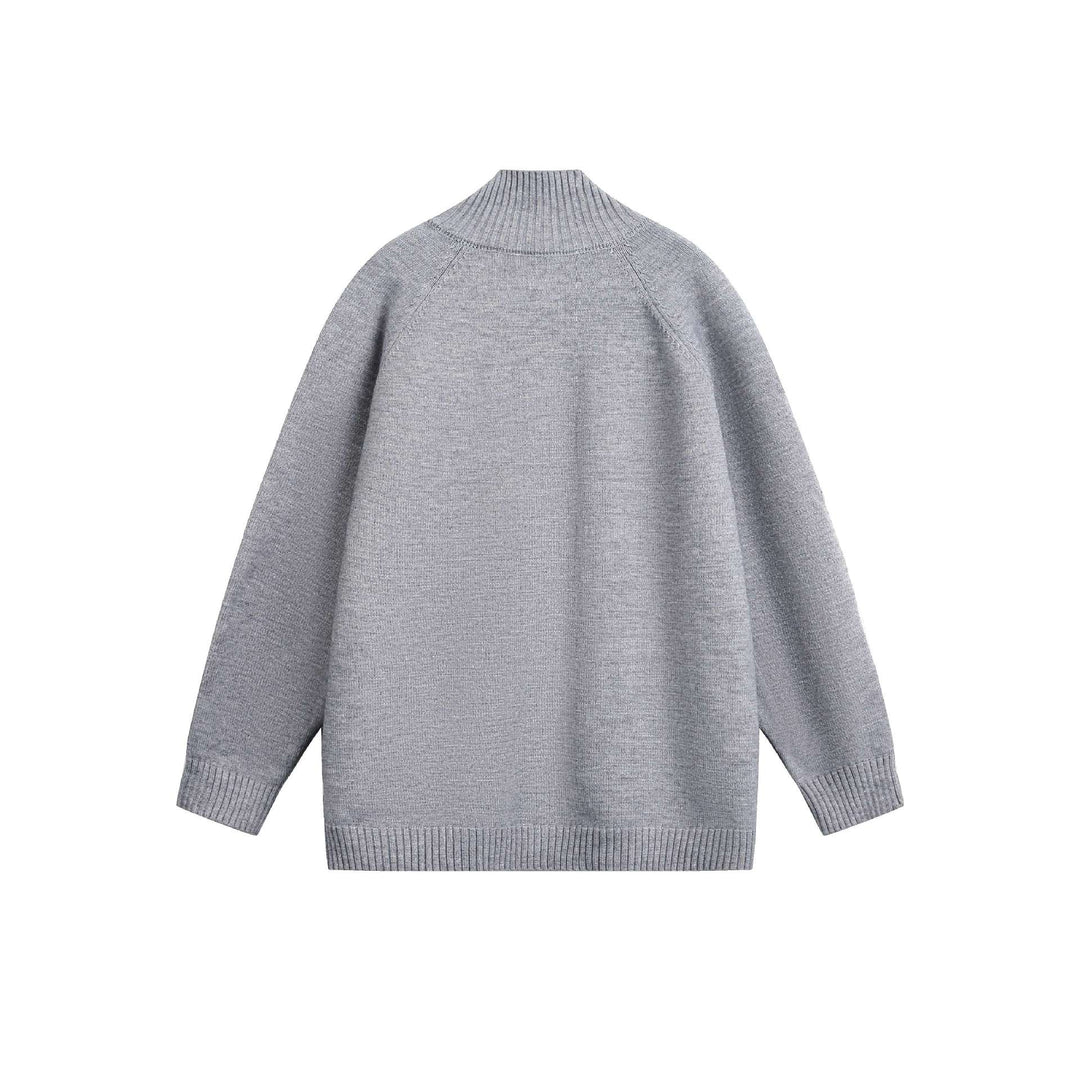 Unisex cardigan jacket with high ribbed collar, continuous button placket and side pockets Mune Fashion