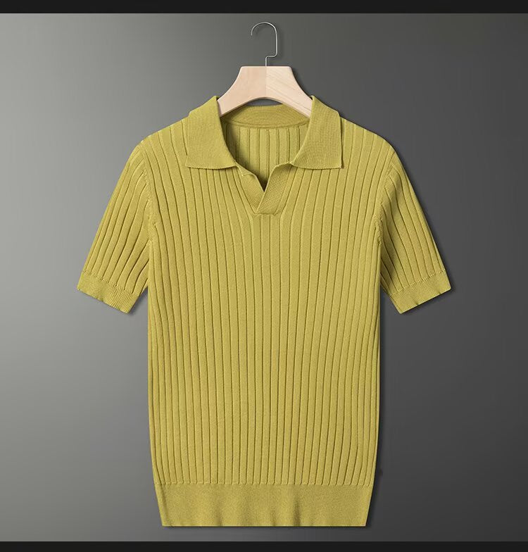 Men's Fashion Short Sleeve Knit Polo Shirt Mune Fashion