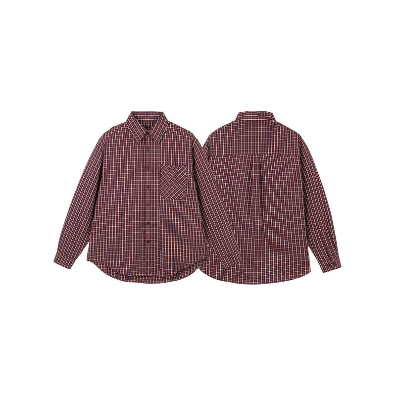 Men's Oversize Checkered Shirt with Rounded Hem and Diagonal Breast Pocket Detail Mune Fashion
