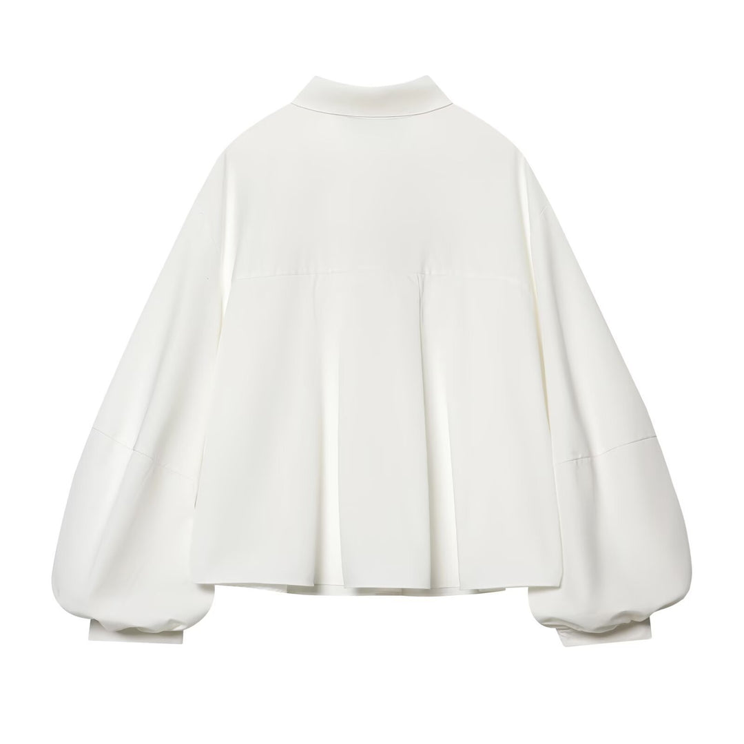 Women's loose-fit oversized blouse with balloon sleeves and shirt collar Mune Fashion