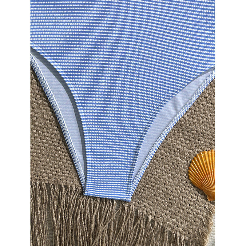 Women One-Piece Swimsuit with Ruching and Deep V-Neck Mune Fashion