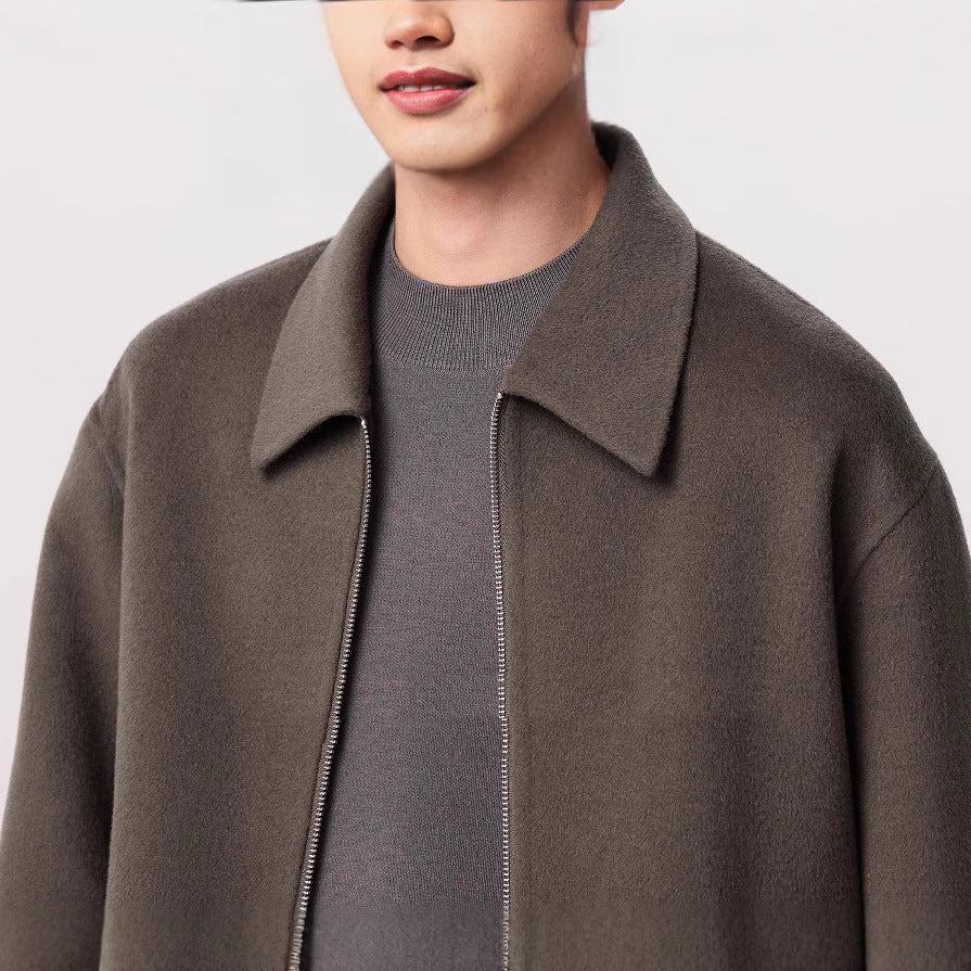 Men's short jacket made of wool blend with zipper and shirt collar Mune Fashion