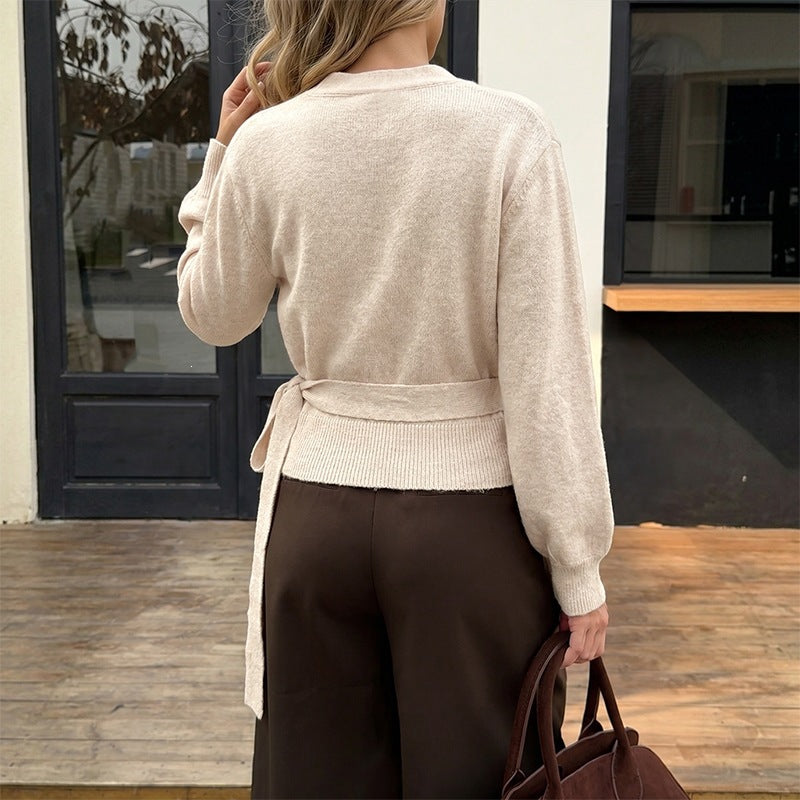 Women's wrap top with long sleeves and waist grip Mune Fashion