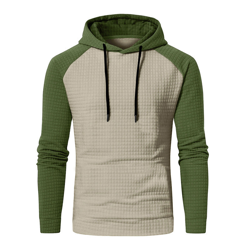 Men's Textured Hooded Sweatshirt with Waffle Structure and Raglan Sleeves Mune Fashion