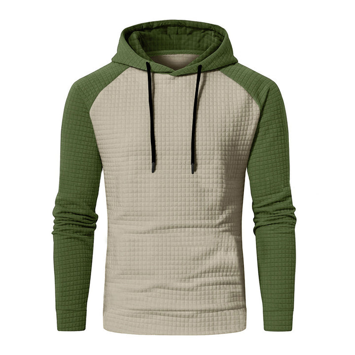 Men's Textured Hooded Sweatshirt with Waffle Structure and Raglan Sleeves Mune Fashion