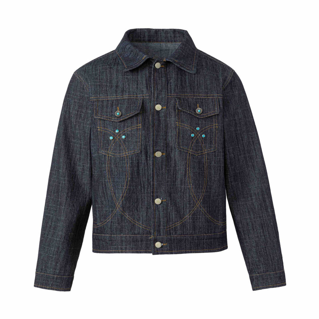Women's denim jacket with decorative studs and precise decorative seams Mune Fashion