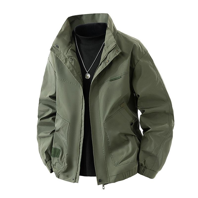 Men's Lightweight Technical Leisure Jacket with Stand-Up Collar, Concealed Zipper and Elastic Hem Mune Fashion