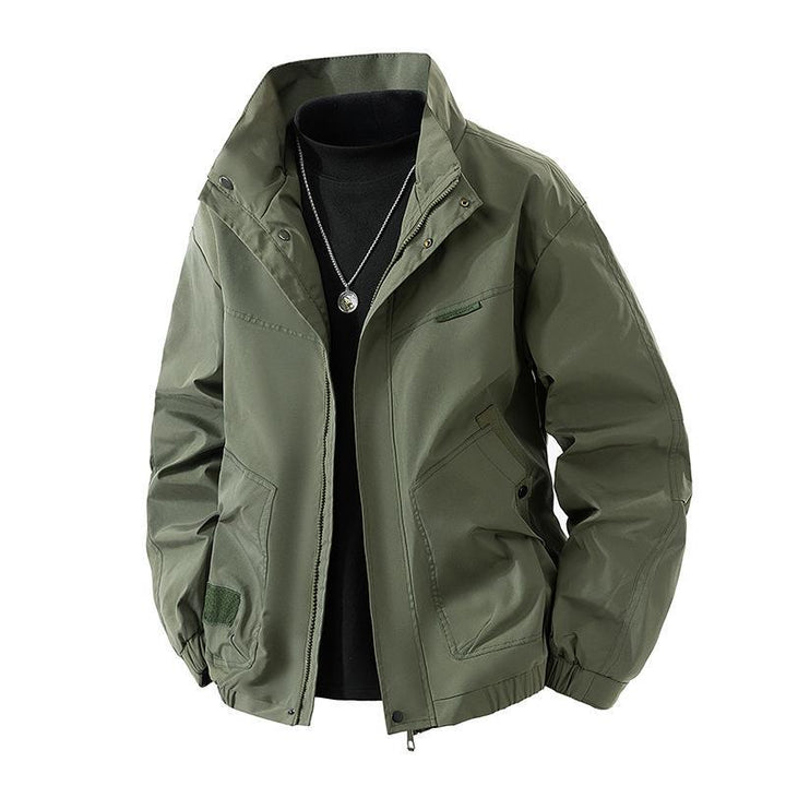 Men's Lightweight Technical Leisure Jacket with Stand-Up Collar, Concealed Zipper and Elastic Hem Mune Fashion