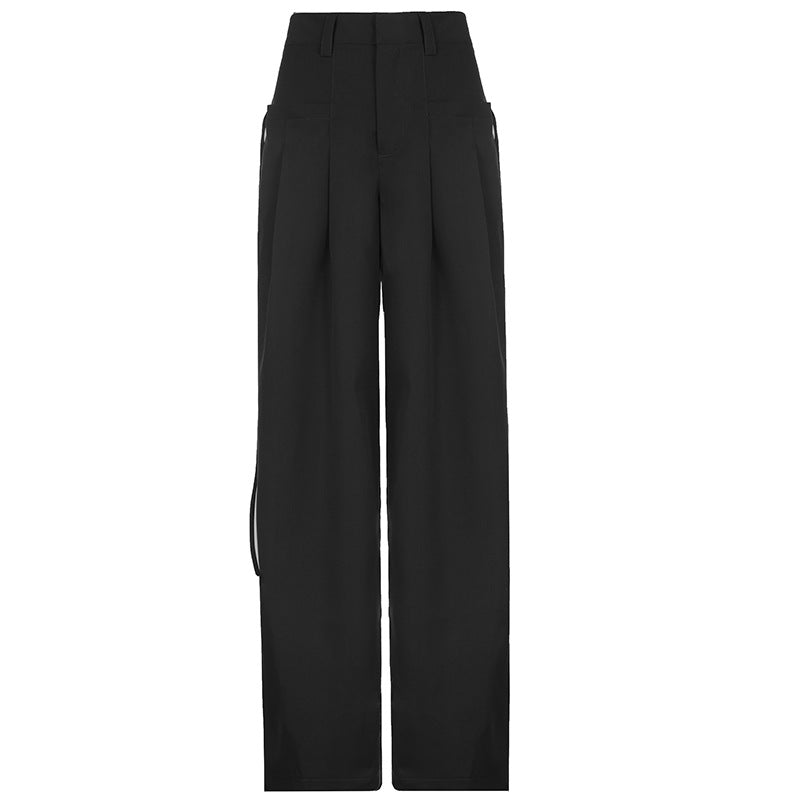 Women's high-waisted wide pleated cargo pants with cargo details, belt loops, and straight leg cut Mune Fashion