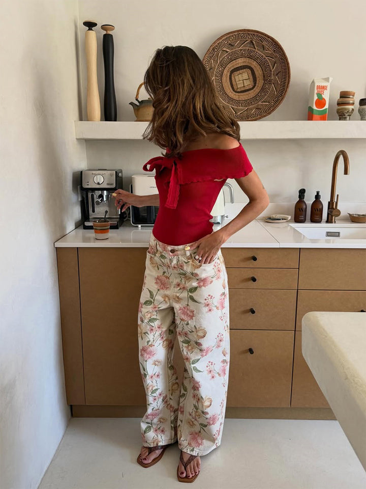 Women's Two-Piece Floral Print Co-Ord Set with Oversized Blouson and High-Waist Pants Mune Fashion