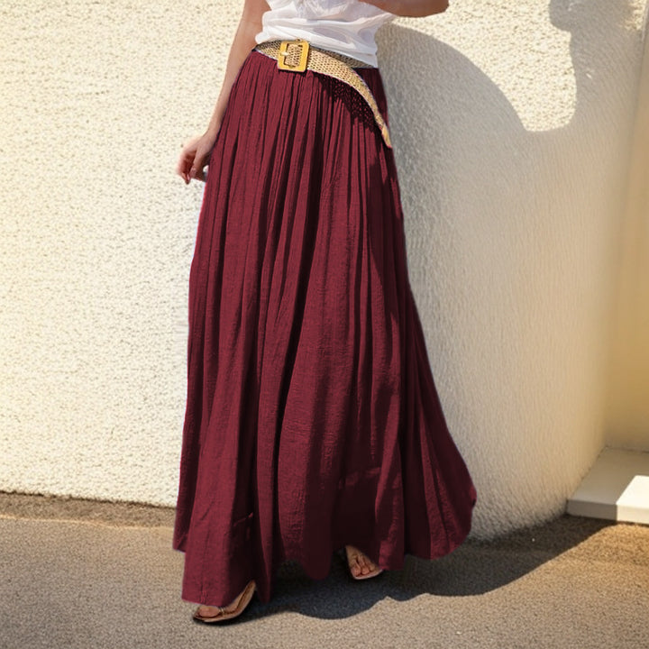 Ladies' airy pleated maxi skirt with elastic waistband and flowing summer fall Mune Fashion